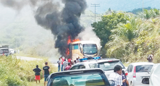 Bus fire due to toilet ruling